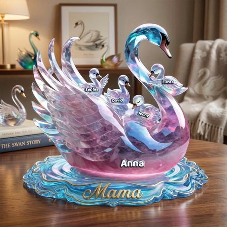 Beautiful Swan Mom Acrylic Plaque, Personalized Mother's Day Gifts