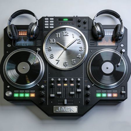 Personalized DJ Console Wall Clock – Mix Time, Drop Beats.
