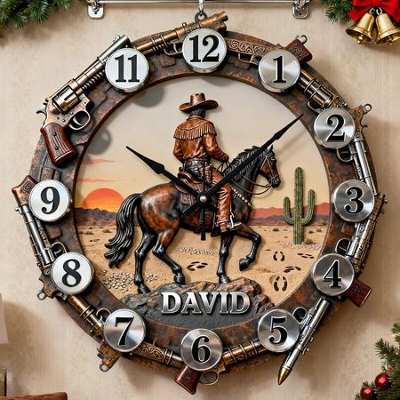 Personalized Western Cowboy Clock – The Spirit of the Frontier, Captured in Time