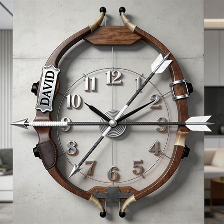 Personalized Bow and Arrow Wall Clock – Where Time Takes Aim