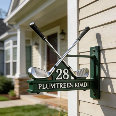 Personalized golf-themed address sign decorations