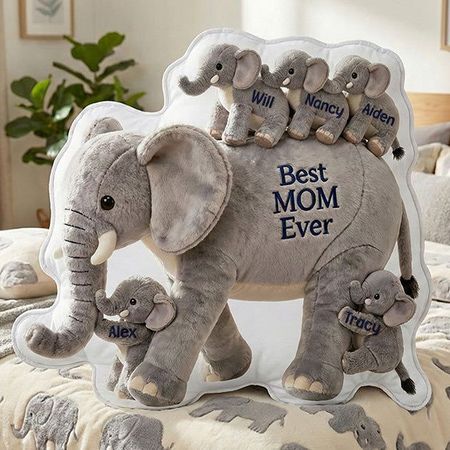 Elephant Family Personalized Gifts For Mom Shaped Pillow
