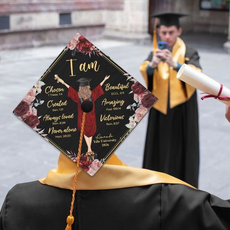 I Am Chosen Created Loved - Personalized Graduation Cap Topper(Includes graduation cap)