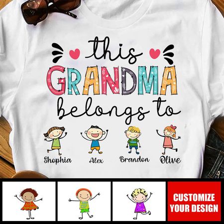 This Grandma Belongs To-Personalized Grandma Mom for Mothers Day  T-shirt