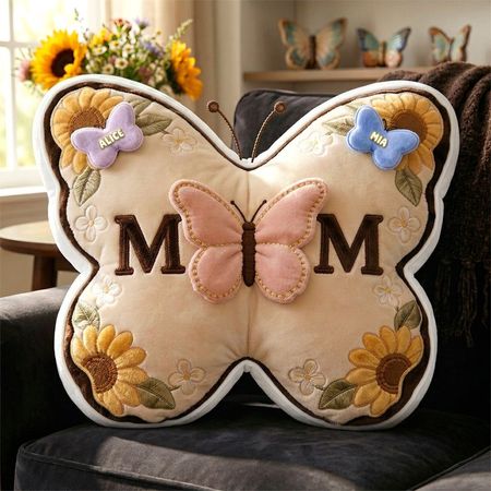 Butterfly Mom Custom Pillow  - Personalized Gifts For Mother