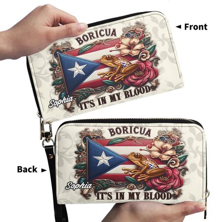 Boricua It's my blood - Personalized Leather Clutch Purse