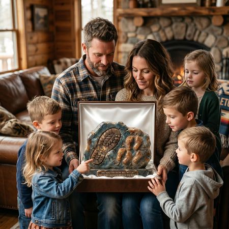 Personalized Daddy & Kids Footprint Acrylic Plaque – Custom Family Keepsake Gift for Dad
