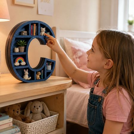 📚Personalized Initial Mini Bookshelf – Custom Letter Display Shelf for Kids Reading Nook, Bedroom Decor & Keepsake Gifts