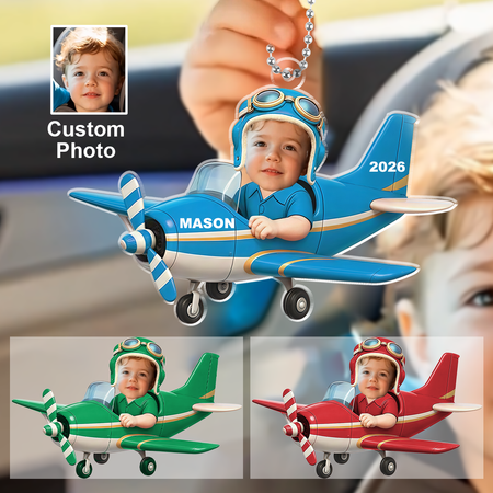 Personalized Airplane Kid Photo Hanging Ornament