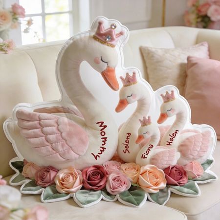 Mother Swan Love Her Baby Custom Shape Pillow - Personalized Gifts For Moms