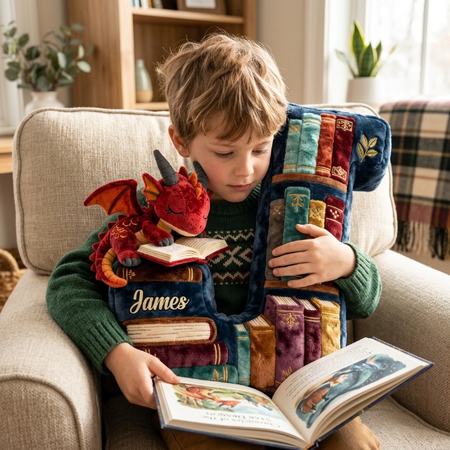 Personalized Book Dragon Alphabet Pillow – Custom Name Reading Cushion for Kids