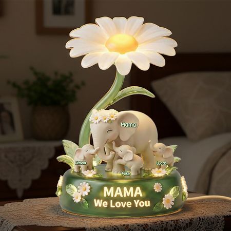Elephant Mom Acrylic Light Box - Personalized Gifts For Mother and Grandma