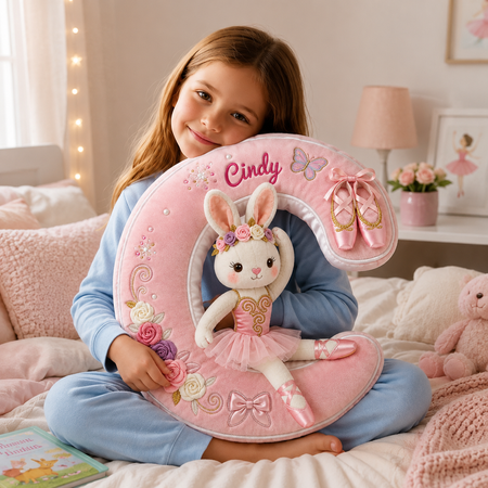Bunny Ballet Alphabet Pillow - Personalized Gifts For Girls
