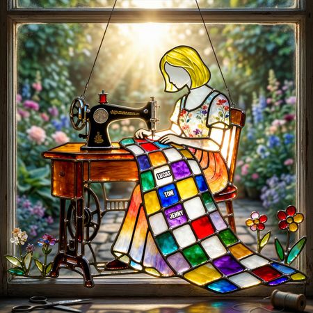 Sewing Mom 1 Layer Suncatcher  - Personalized Gifts For Mother's Day Suncatcher Ornament