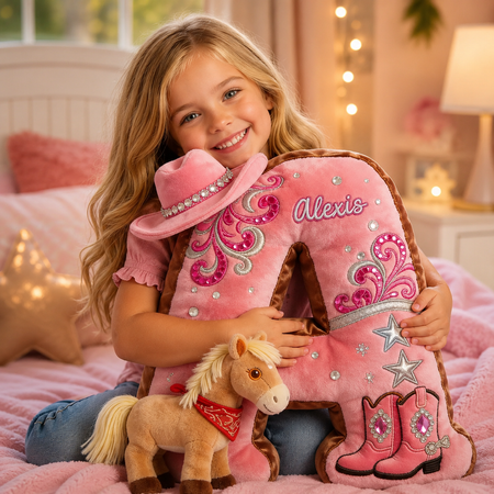 Cowgirl Alphabet Initial Letter Pillow - Personalized Gifts For Any Cowgirl
