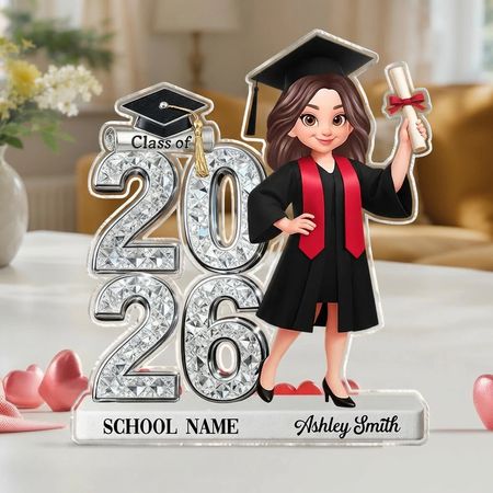 Shaped Acrylic Block Plaque Personalized Graduation Keepsake With Cap and Diploma - A Meaningful Gift for Your Grad