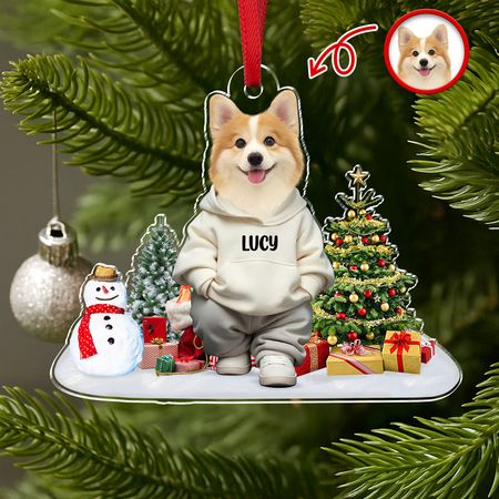 Custom Photo Dog Christmas Acrylic Ornament For Christmas