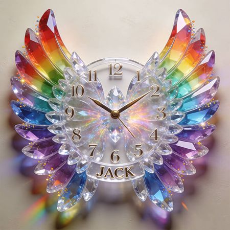Personalized Crystal Wings Clock – Where Time Meets Grace