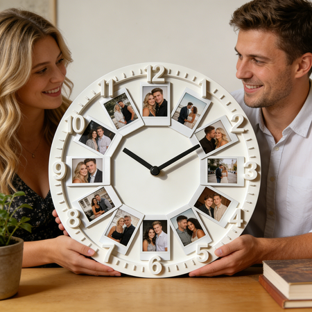 Personalized Couple Photo Wall Clock – Your Love Story, on Display Every Day