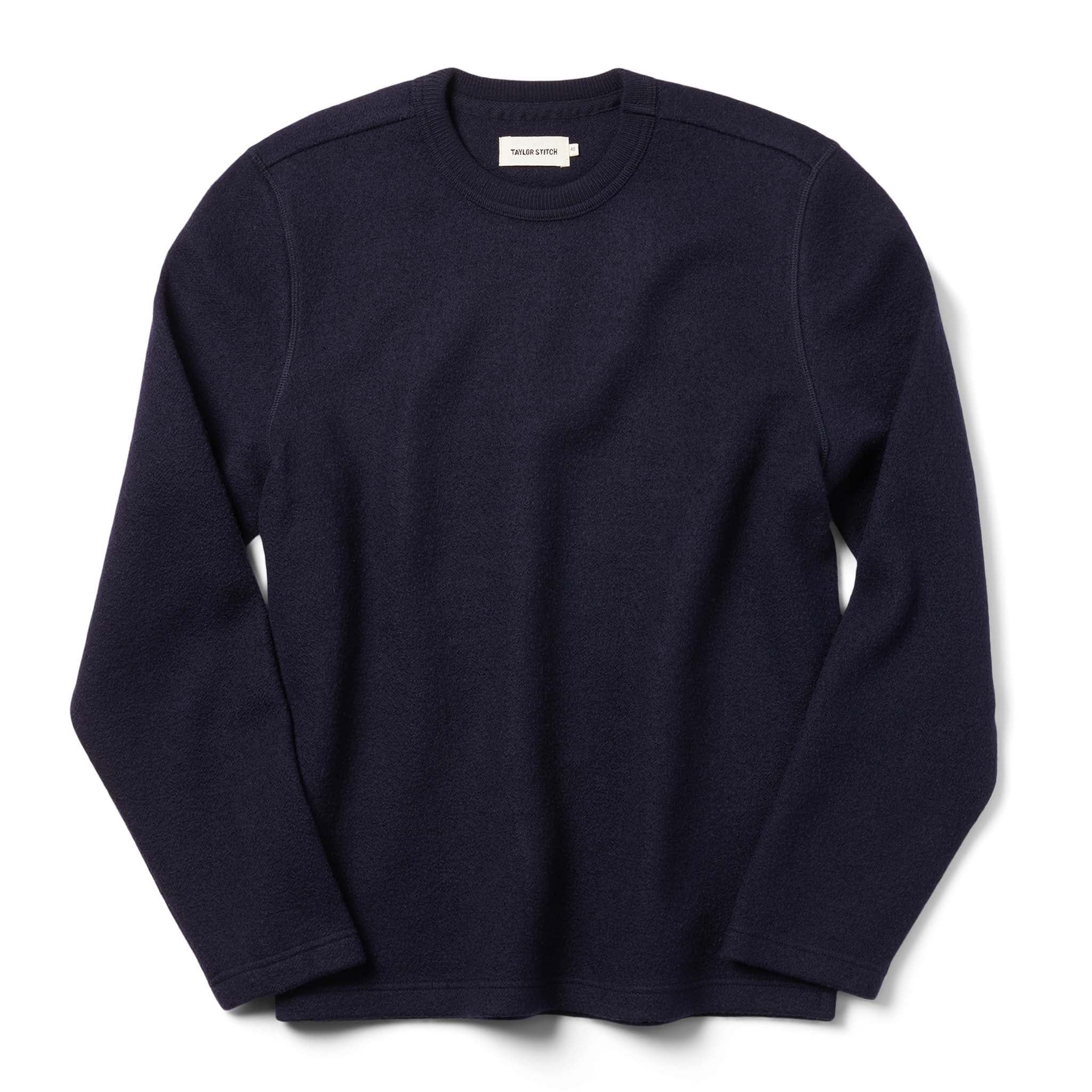 The Weekend Crewneck in Navy Boiled Wool