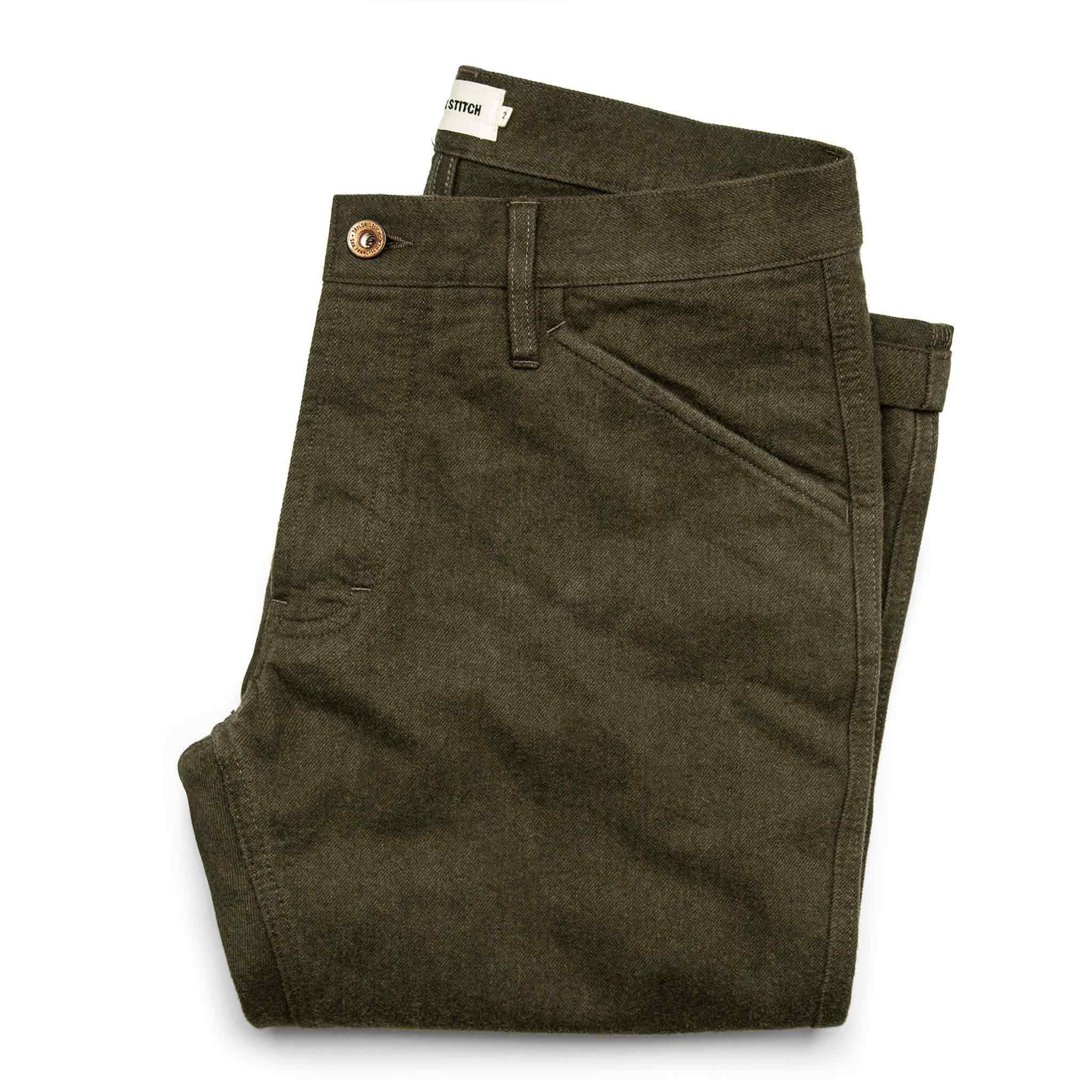 Ruevn Camp Pant in Heather Olive Twill