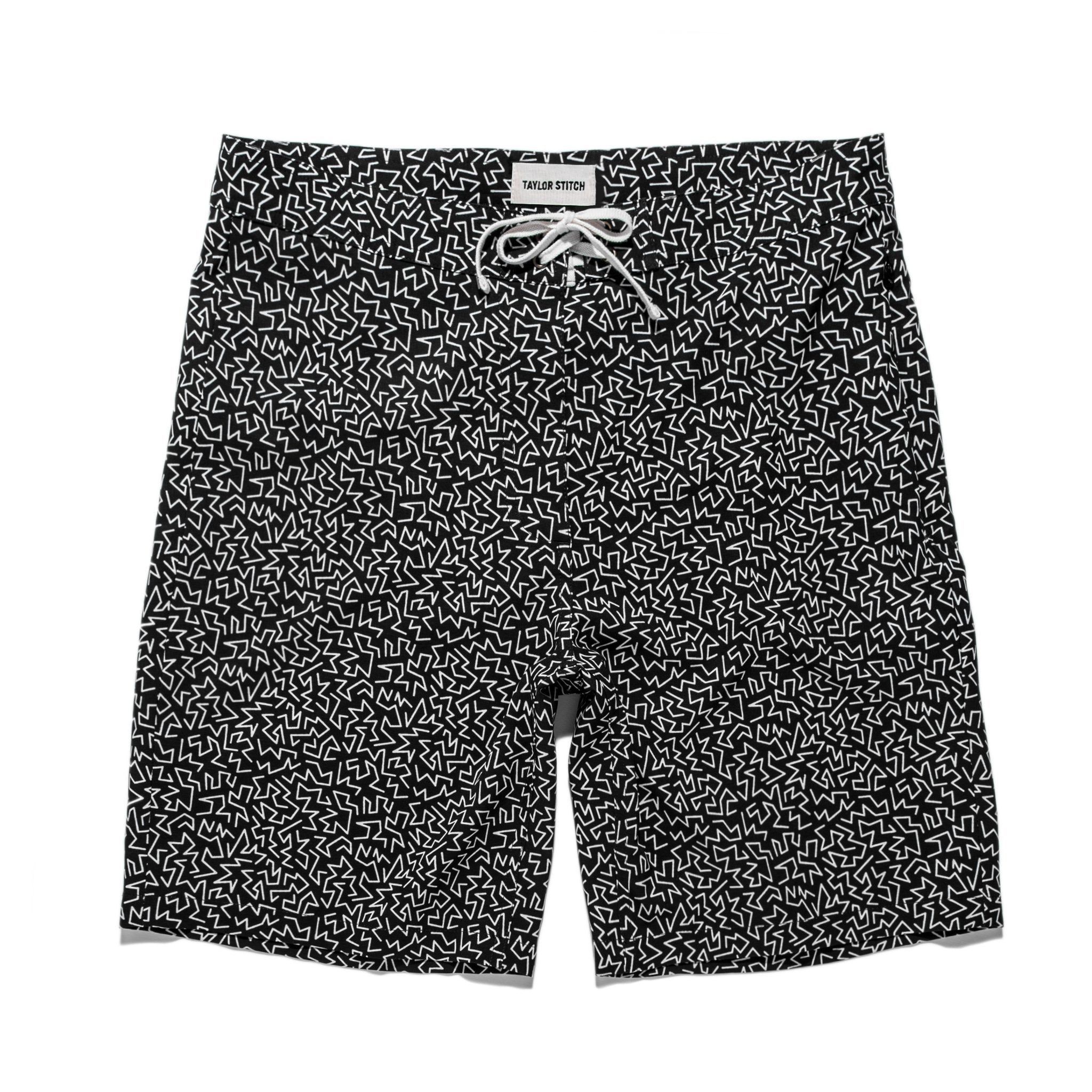 Ruevn Boardshort in Black &amp; White Print