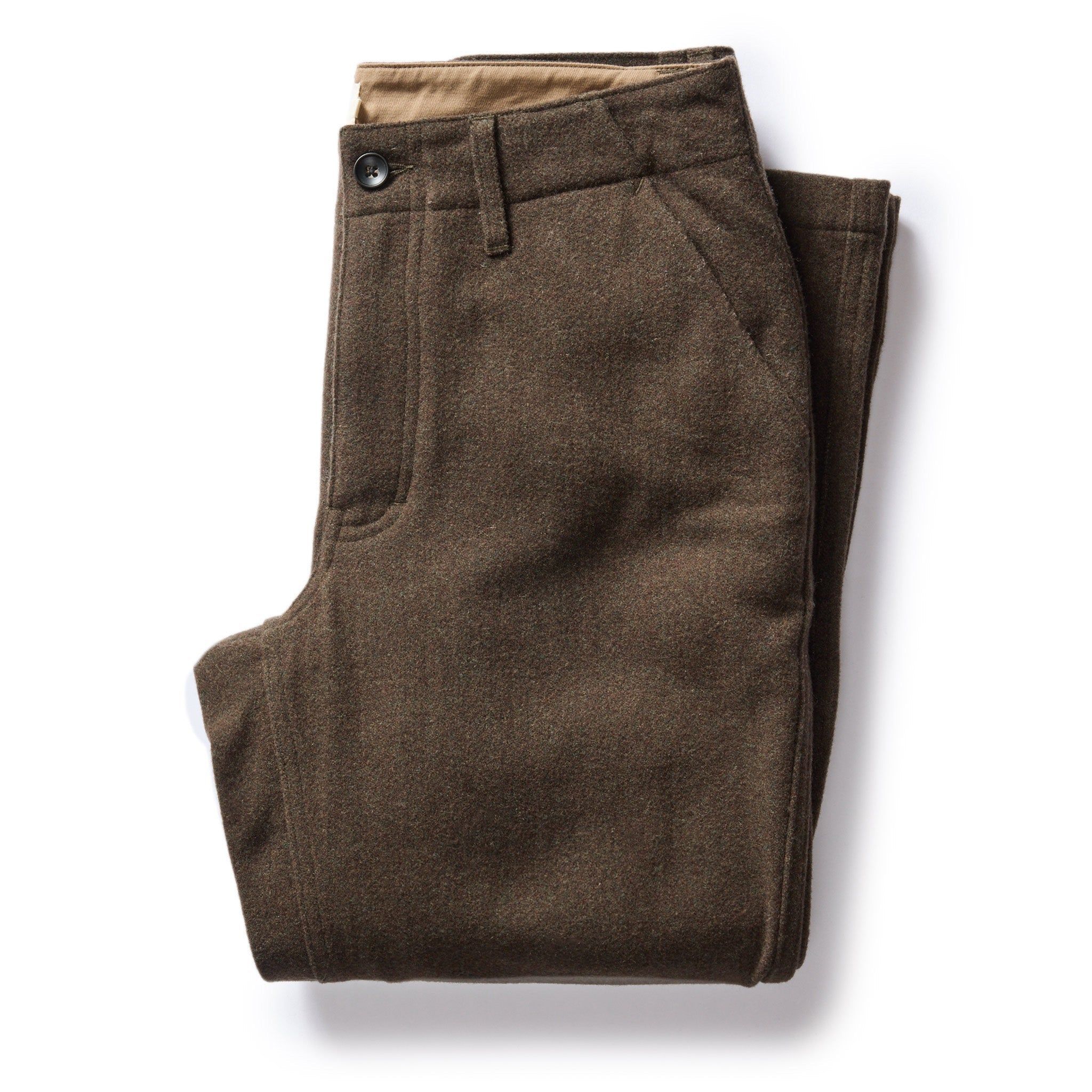 Ruevn Carnegie Pant in Army Herringbone Wool