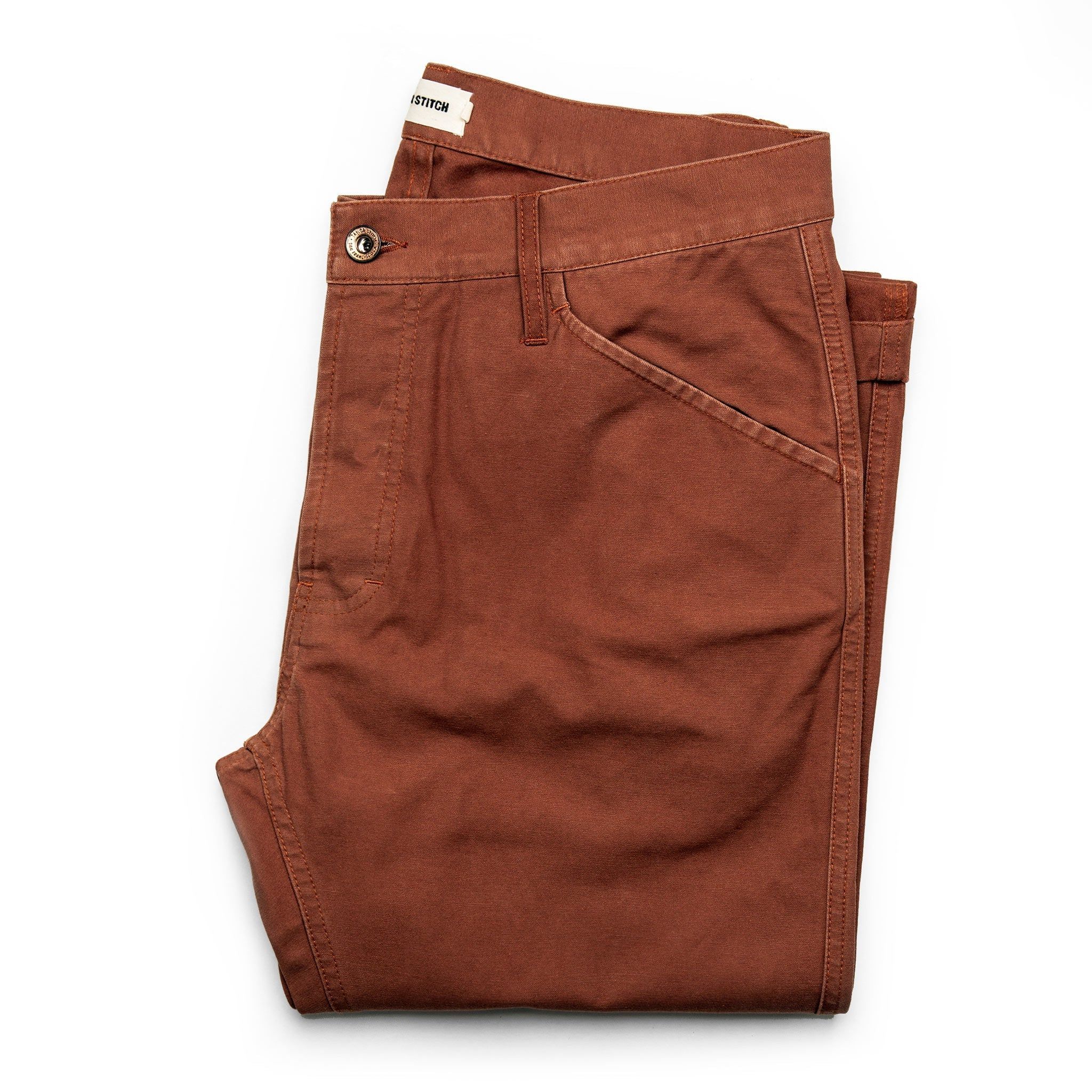 Ruevn Camp Pant in Rust Reverse Sateen