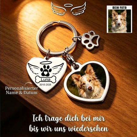 Für immer in meinem Herzen, personalisierter Schlüsselanhänger mit Haustierfoto als Erinnerungsstück