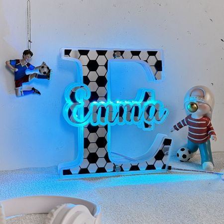Personalized football style letter name mirror lights