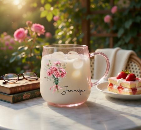 Geburts monat Kristall blume-Personal isierte Gradienten glas becher-Geschenk für Schwester, Bestie, Familie