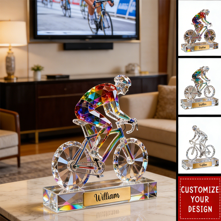 Personalisierte Fahrrad-Kristall-Acrylplatte in individueller Form – Geschenk für Fahrradliebhaber und Radfahrer