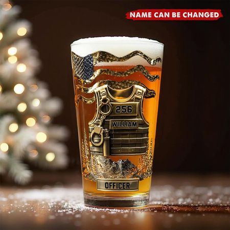 Dienen und schützen - Personalisiertes Bierglas für Polizisten
