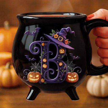 Personalisierte 12oz Keramik Kessel Kaffeetasse - Personalisierte Halloween Hexengeschenke für Besties, Schwestern, BFF, Familie, dich selbst - Brew And Boo