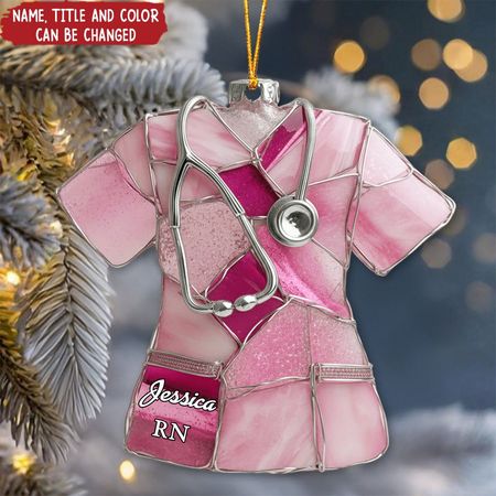 Seeglas Krankenschwester Scrub - Personalisiertes Weihnachtsornament aus Acryl