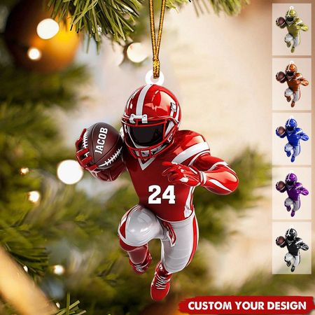 American Football Personalisierter Weihnachtsschmuck, Geschenk für American Football Liebhaber