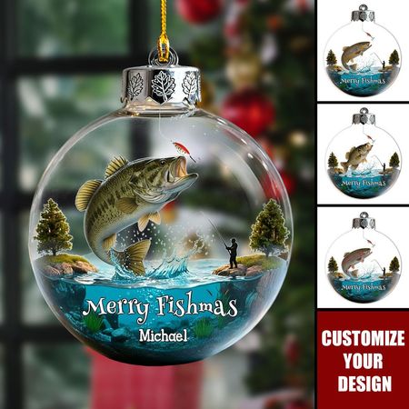 Merry Fishmas - Personalisiertes transparentes Angelornament