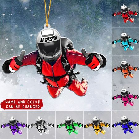 Personalisierter Weihnachtsbaumschmuck zum Thema Fallschirmspringen, Geschenk für Fallschirmspringer und Fallschirmspringer-Fans