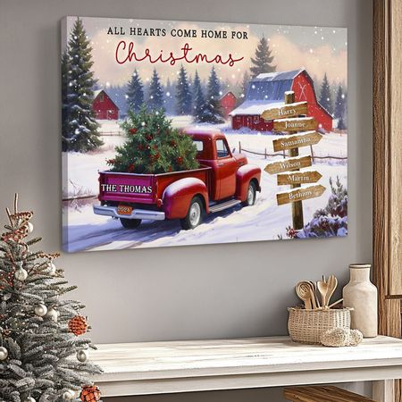 Personalisierbares Leinwandposter Familie ist das schönste Weihnachtsgeschenk – Namen und Jahr hinzufügen