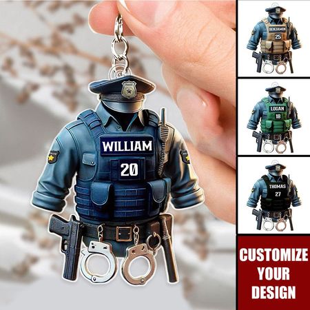 Polizeibeamter&Polizeibeamter – Personalisierter Acryl-Schlüsselanhänger