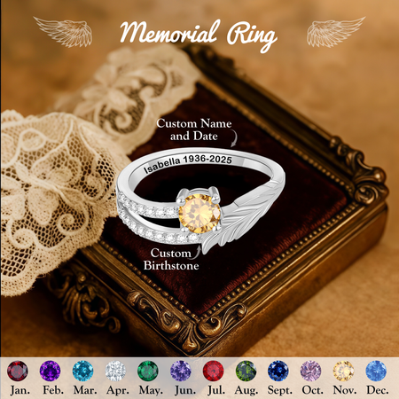 Ich bin immer bei dir, personal isierter Birth stone Memorial Ring