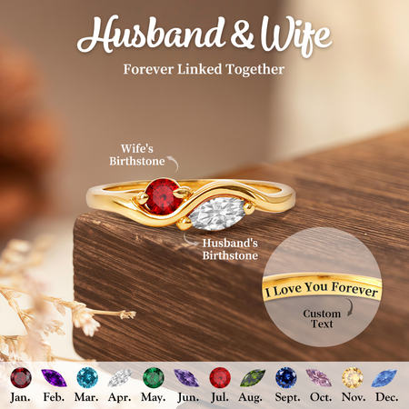 Personal isierter Birth stone Versprechen Ring für Paar