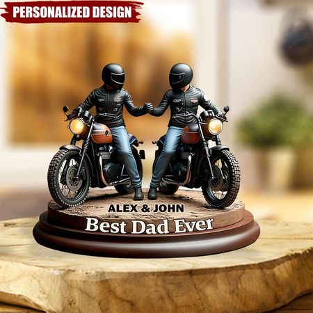 Motorradfahrer-Papa der alten Schule – Personalisierte Acrylplakette in Motorradform
