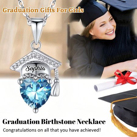 Personal isierte Abschluss kappe Herz Birth stone Halskette, Abschluss geschenk für Absolventen der Klasse 2026