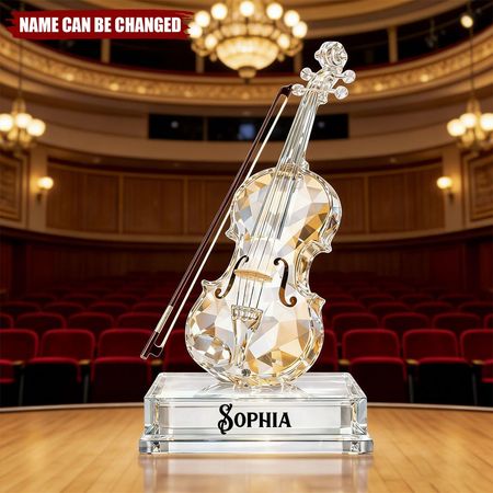 Personal isierte Violine Musik 3D Kristall-Effekt Acryl-Plakette, Geschenk für Musiker