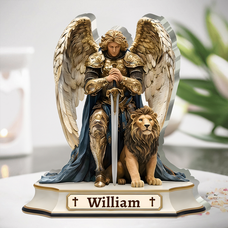 Saint Michael Guardian of Sacred Strength - Personal isierte individuell geformte Acryl-Plakette