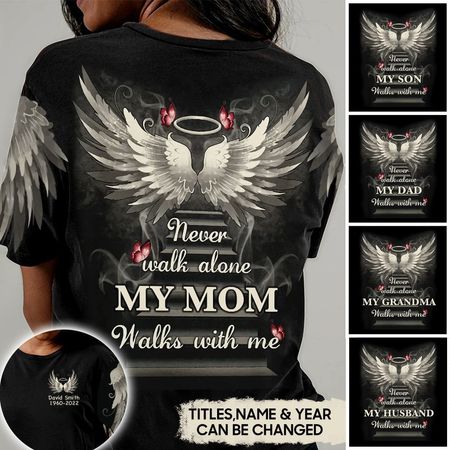 Gehen Sie nie alleine meine Liebe geht mit mir-personal isiertes Memorial T-Shirt