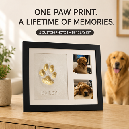 Personal isiertes Haustier Foto & DIY Pfoten druck Aufbewahrung rahmen-Custom Hund oder Katze Memory Kit mit 2 Fotos und luft trockenem Ton
