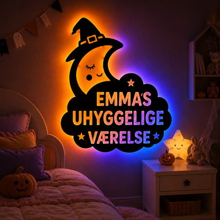Persönliches Halloween-Wand schild mit Name und LED-Licht-Gruselige Dekoration für Kinderzimmer