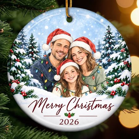 Kunden spezifisches Foto Weihnachten Familien jahr Andenken Geschenke-Personal isierte Keramik Ornament-Frohe Momente zusammen